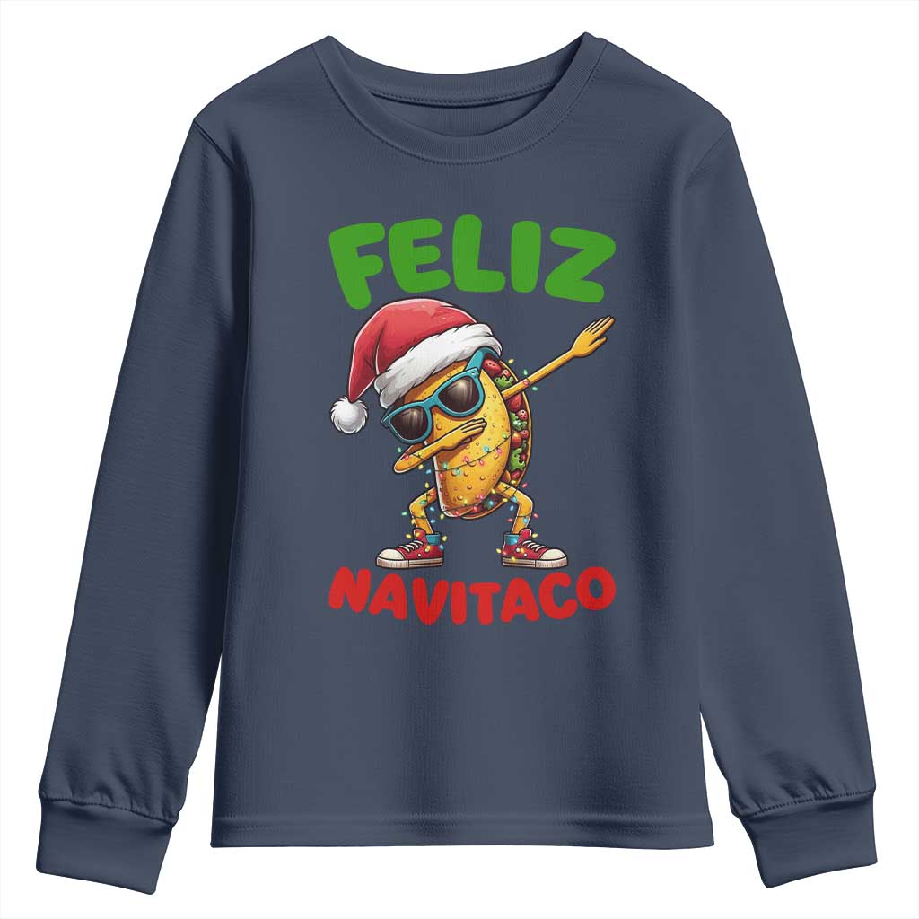 Funny Taco Mexican Christmas Youth Sweatshirt Feliz Navitaco - Wonder Print Shop