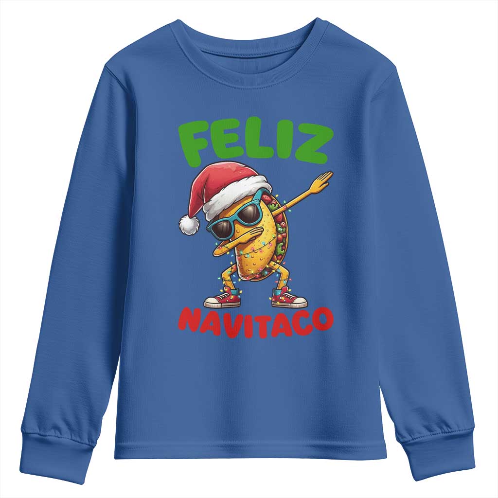 Funny Taco Mexican Christmas Youth Sweatshirt Feliz Navitaco - Wonder Print Shop
