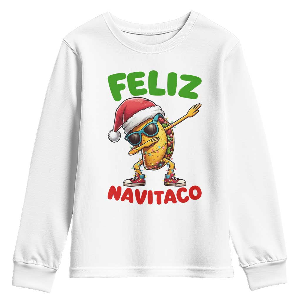 Funny Taco Mexican Christmas Youth Sweatshirt Feliz Navitaco - Wonder Print Shop