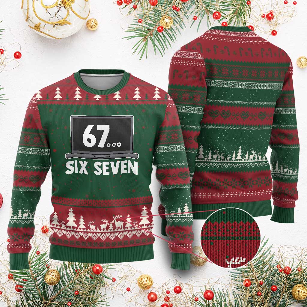 67 Six Seven Meme Ugly Christmas Sweater Funny Tech Support - Wonder Print Shop
