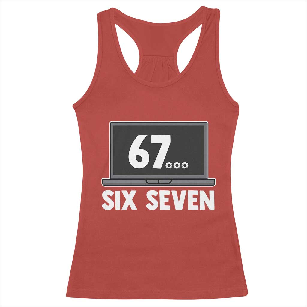 67 Six Seven Meme Racerback Tank Top Funny Tech Support - Wonder Print Shop
