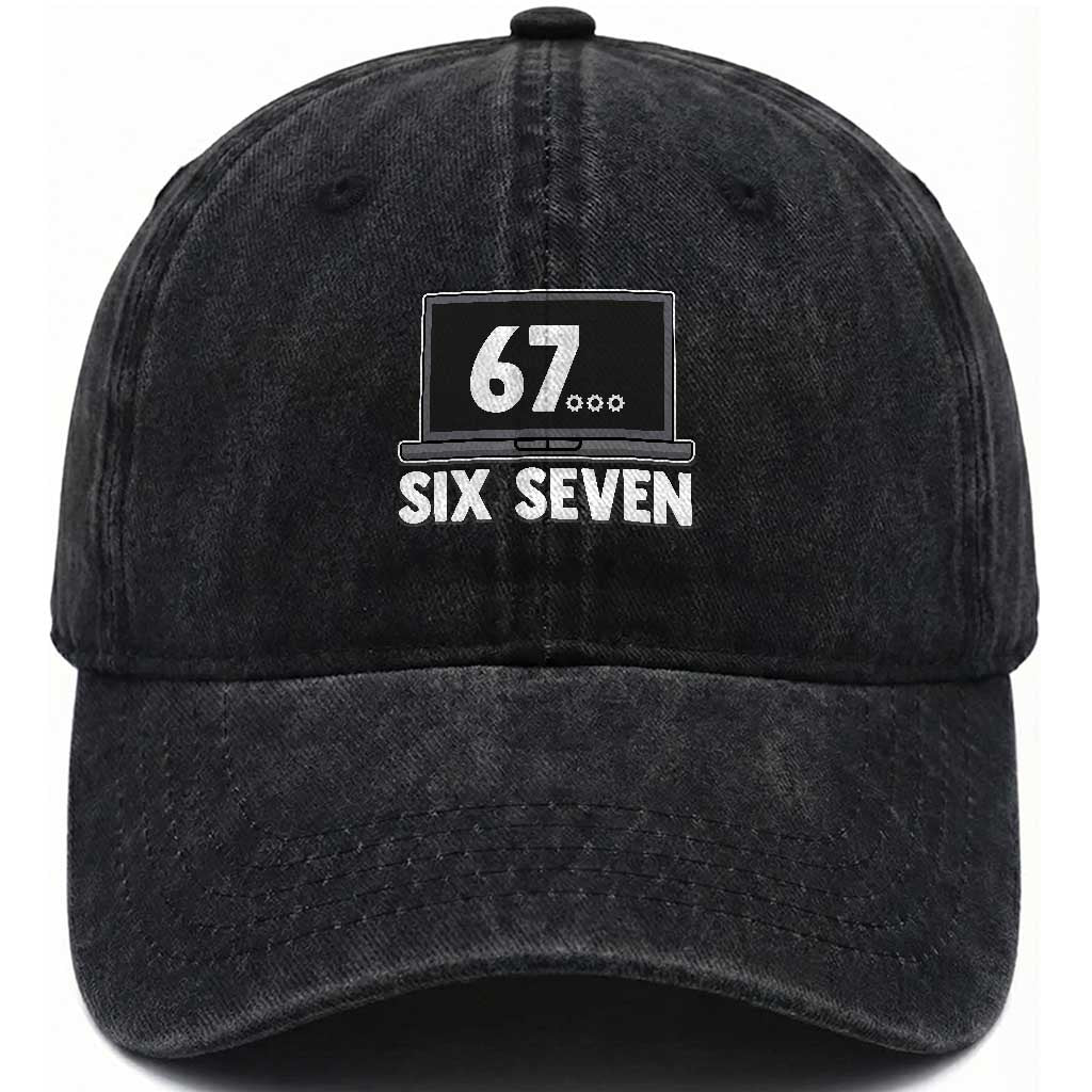 67 Six Seven Meme Washed Cotton Baseball Cap Funny Tech Support