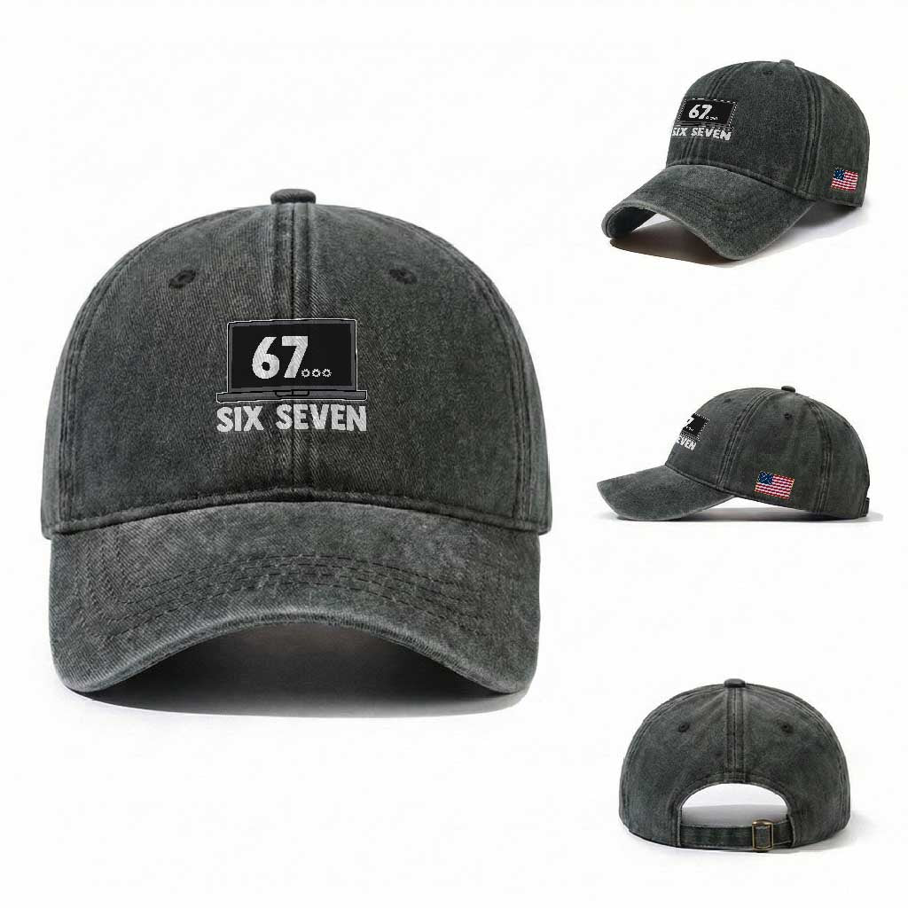 67 Six Seven Meme Washed Cotton Baseball Cap Funny Tech Support