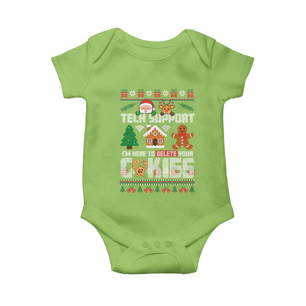 Funny Tech Support Christmas Baby Onesie I Am Here To Delete Your Cookies - Wonder Print Shop