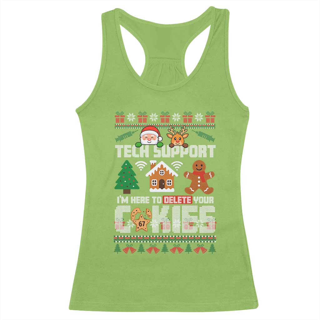 Funny Tech Support Christmas Racerback Tank Top I Am Here To Delete Your Cookies - Wonder Print Shop