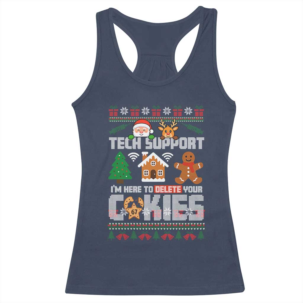 Funny Tech Support Christmas Racerback Tank Top I Am Here To Delete Your Cookies - Wonder Print Shop