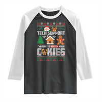 Funny Tech Support Christmas Raglan Shirt I Am Here To Delete Your Cookies - Wonder Print Shop