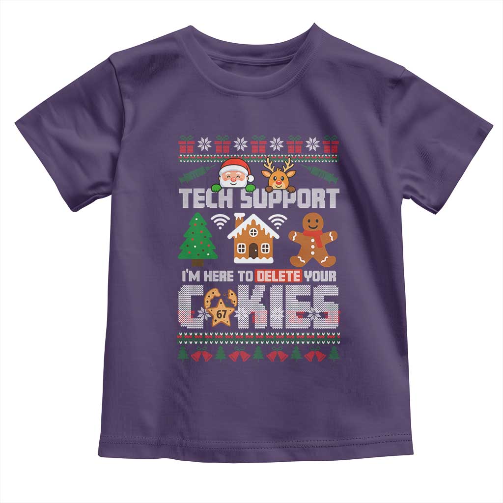 Funny Tech Support Christmas Toddler T Shirt I Am Here To Delete Your Cookies - Wonder Print Shop