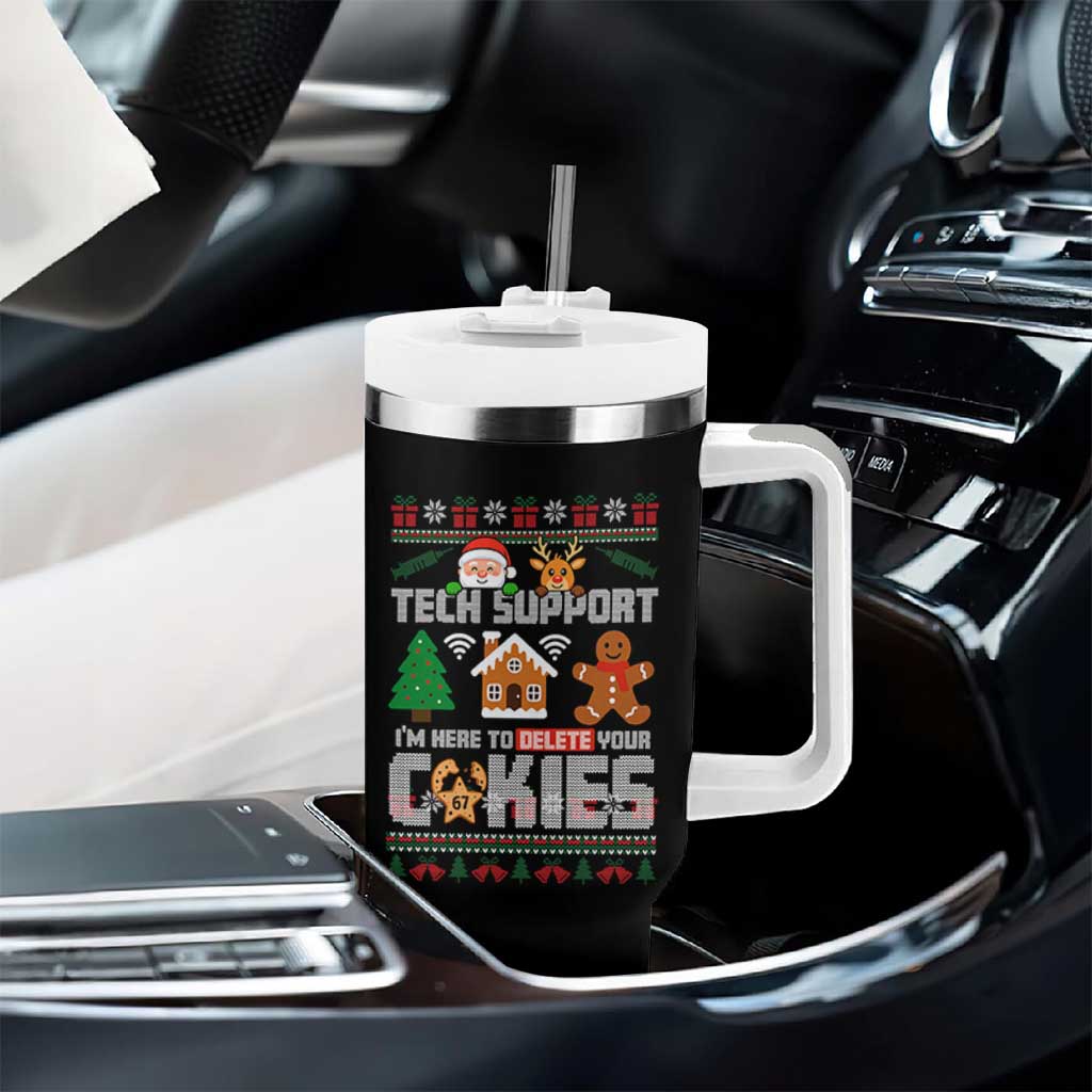 Funny Tech Support Christmas Tumbler With Handle I Am Here To Delete Your Cookies - Wonder Print Shop