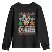 Funny Tech Support Christmas Youth Sweatshirt I Am Here To Delete Your Cookies - Wonder Print Shop