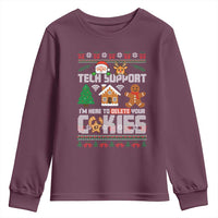 Funny Tech Support Christmas Youth Sweatshirt I Am Here To Delete Your Cookies - Wonder Print Shop