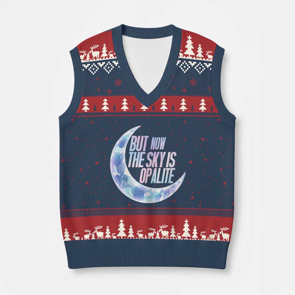 The Sky Is Opalite Moonstone Mystical Crystal Lover V-Neck Knit Sweater Vest - Wonder Print Shop