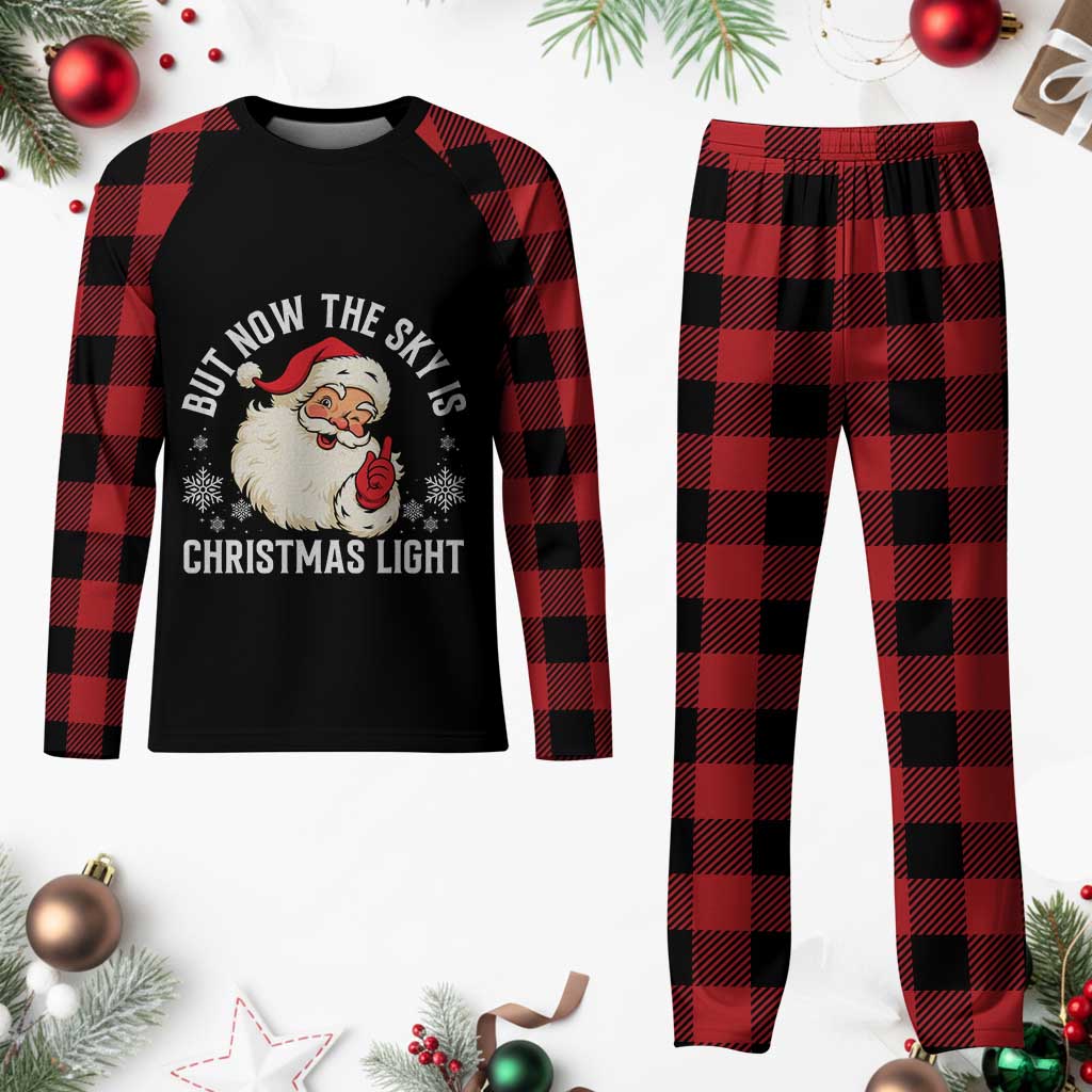 Santa Opalite Christmas Plaid Pajama Set But Now The Sky Is Xmas Light - Wonder Print Shop