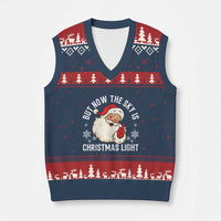 Santa Opalite Xmas V-Neck Knit Sweater Vest But Now The Sky Is Xmas Light - Wonder Print Shop