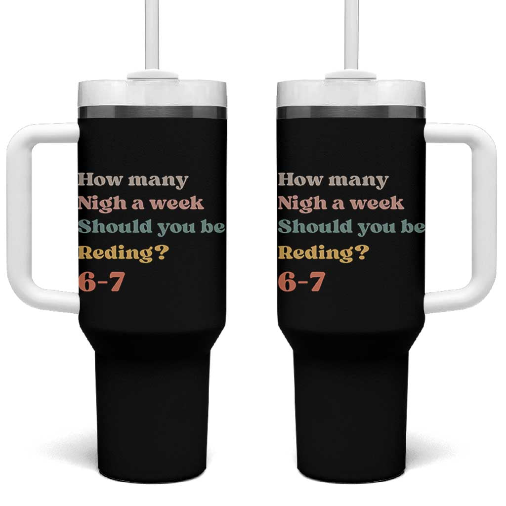 67 Six Seven Meme Tumbler With Handle How Many Nights Reading 67 - Wonder Print Shop