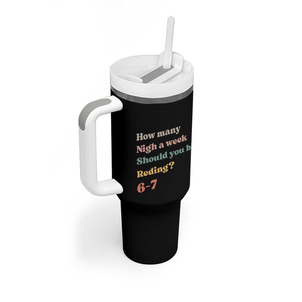 67 Six Seven Meme Tumbler With Handle How Many Nights Reading 67 - Wonder Print Shop