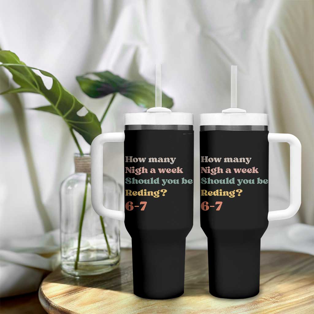 67 Six Seven Meme Tumbler With Handle How Many Nights Reading 67 - Wonder Print Shop