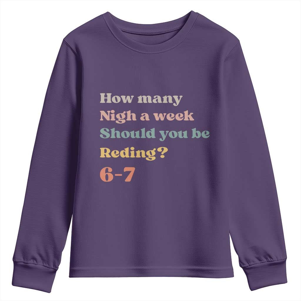 67 Six Seven Meme Youth Sweatshirt How Many Nights Reading 67 - Wonder Print Shop
