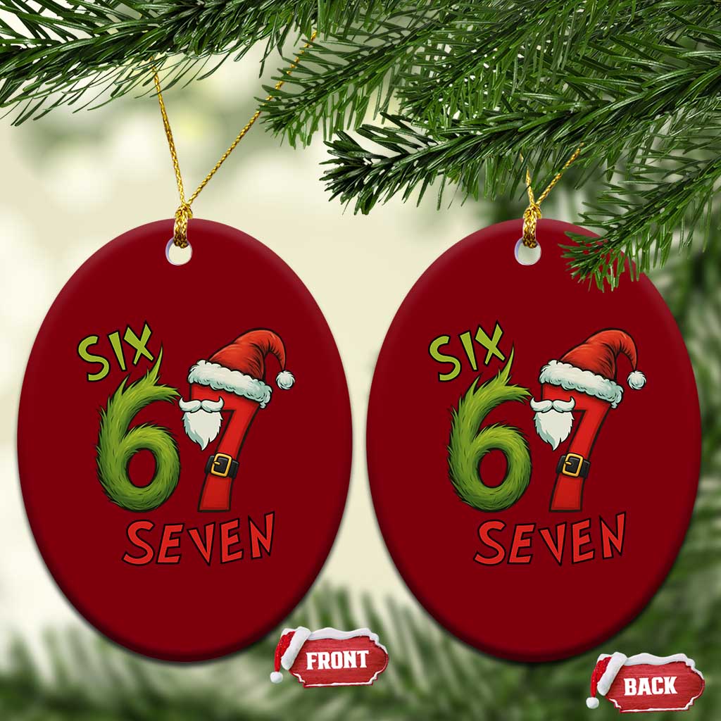 67 Six Seven Christmas Meme Ceramic Ornament Funny Santa Xmas - Wonder Print Shop