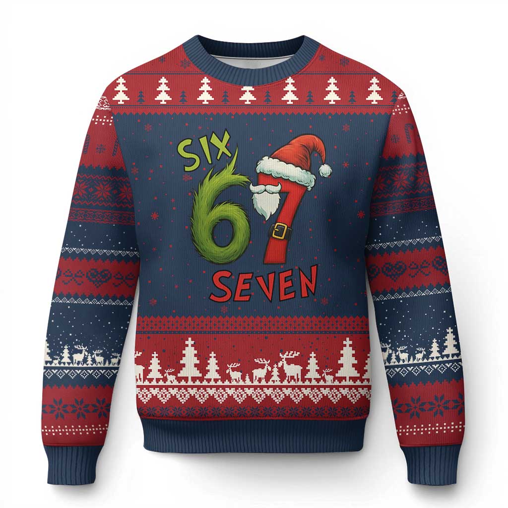 67 Six Seven Xmas Meme Ugly Christmas Sweater Funny Santa Xmas - Wonder Print Shop