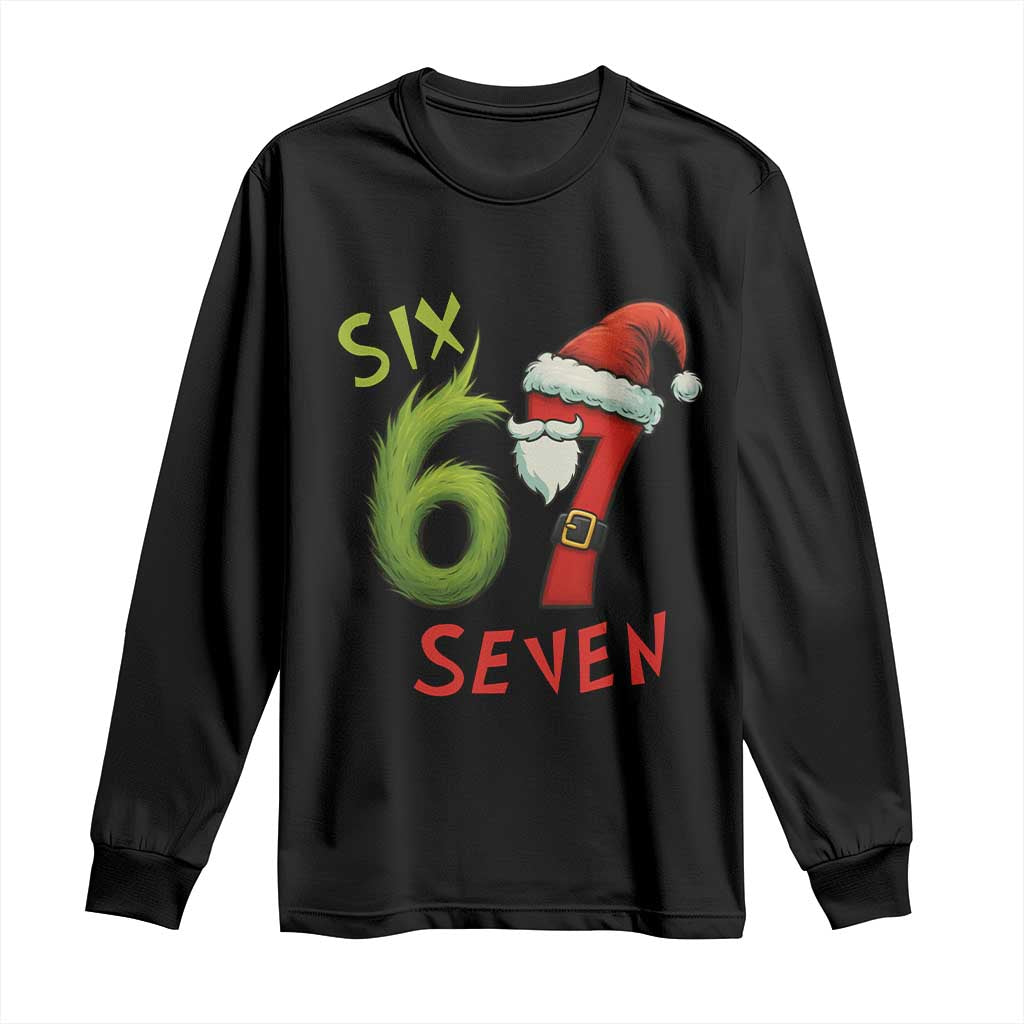 67 Six Seven Christmas Meme Long Sleeve Shirt Funny Santa Xmas - Wonder Print Shop