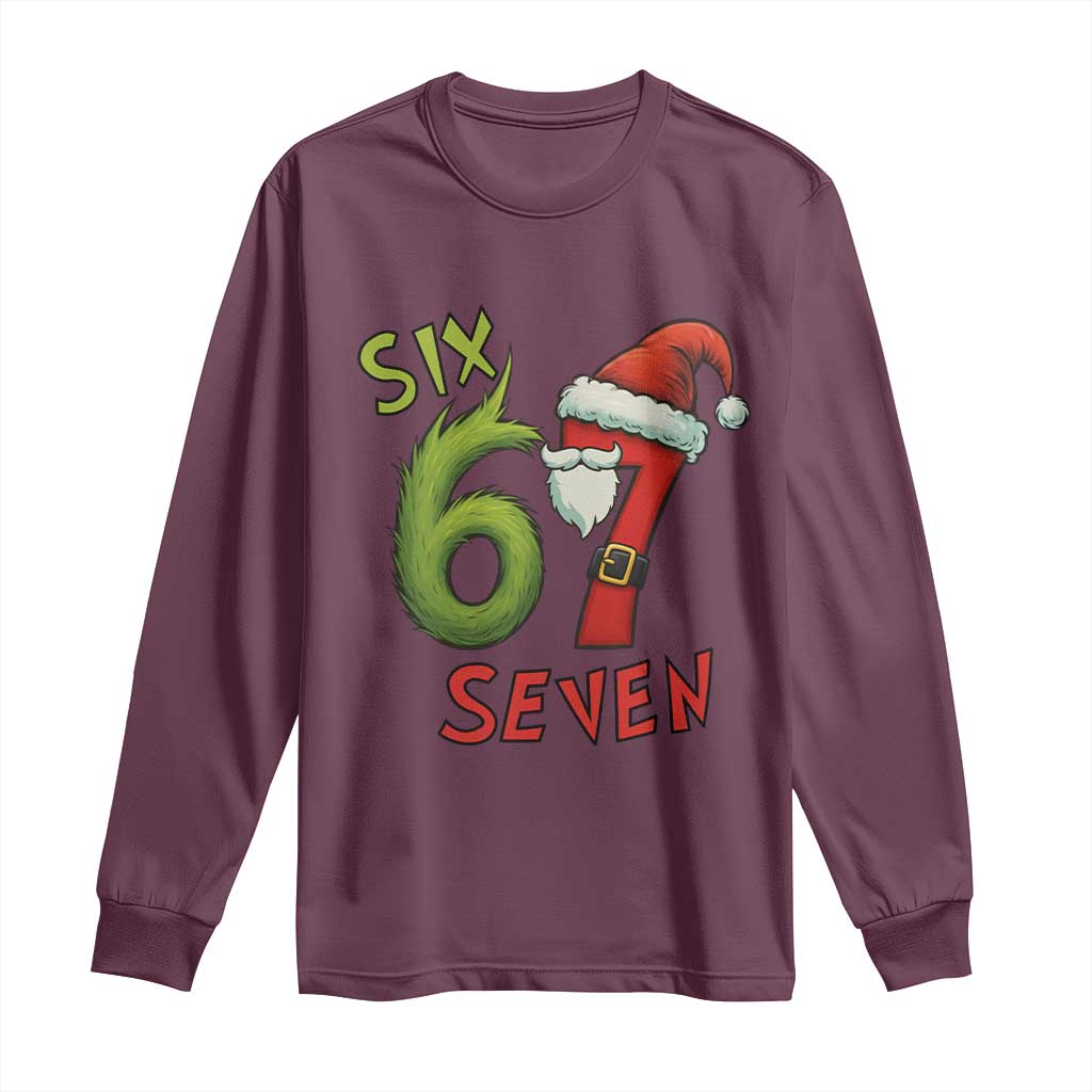 67 Six Seven Christmas Meme Long Sleeve Shirt Funny Santa Xmas - Wonder Print Shop