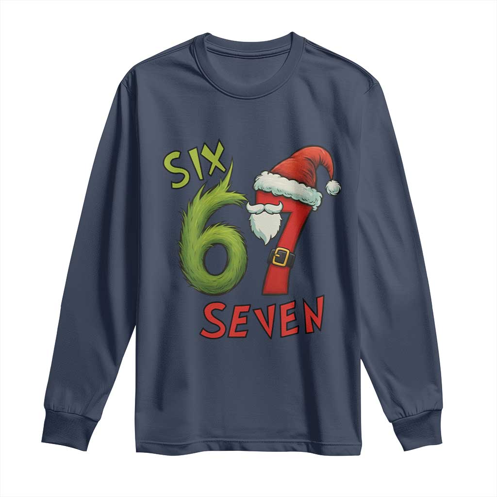 67 Six Seven Christmas Meme Long Sleeve Shirt Funny Santa Xmas - Wonder Print Shop