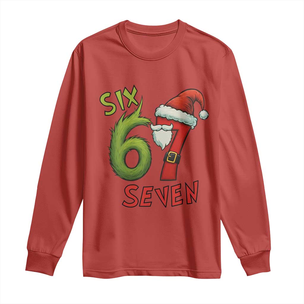 67 Six Seven Christmas Meme Long Sleeve Shirt Funny Santa Xmas - Wonder Print Shop