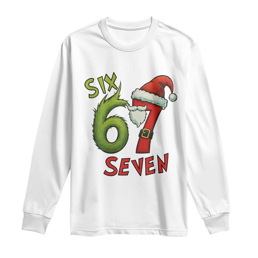 67 Six Seven Christmas Meme Long Sleeve Shirt Funny Santa Xmas - Wonder Print Shop