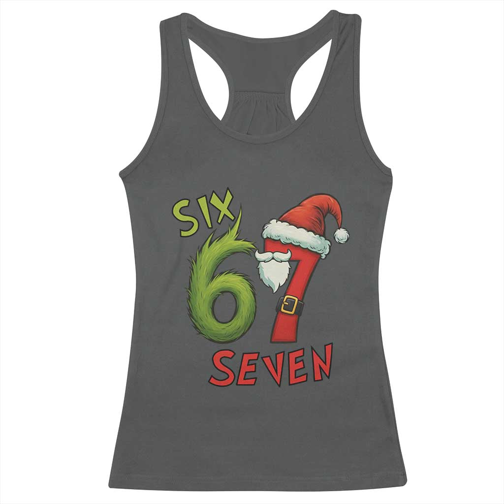 67 Six Seven Christmas Meme Racerback Tank Top Funny Santa Xmas - Wonder Print Shop