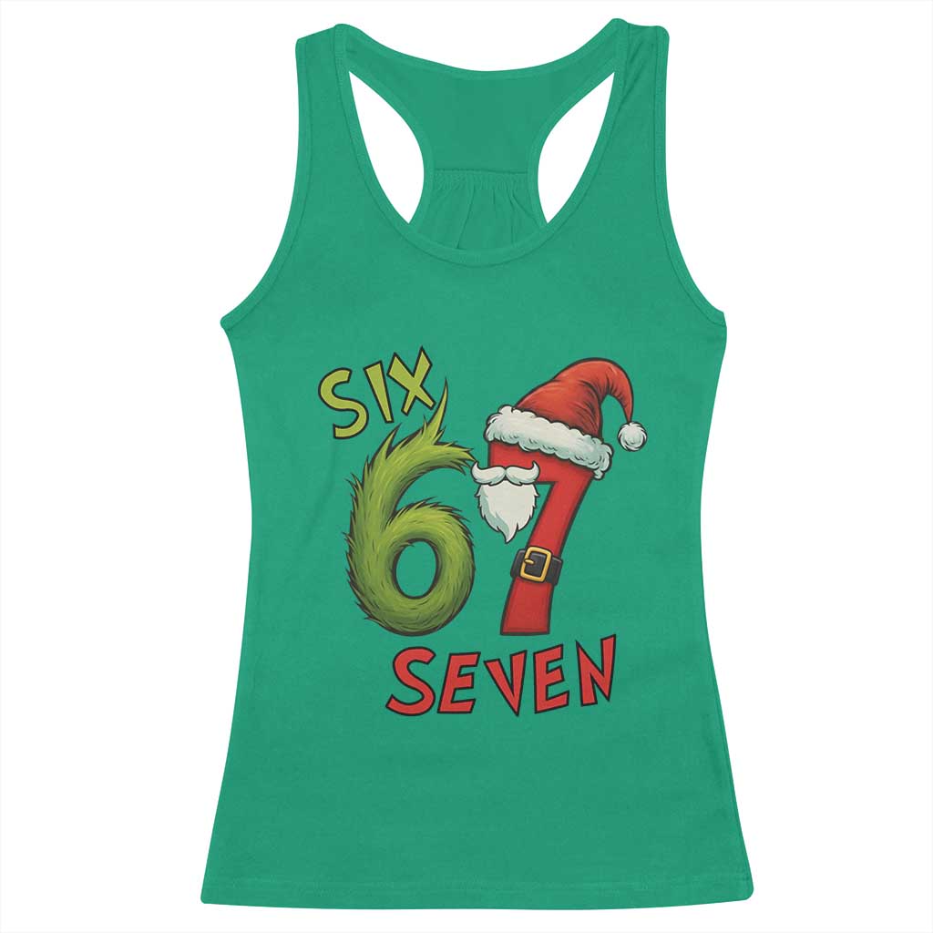 67 Six Seven Christmas Meme Racerback Tank Top Funny Santa Xmas - Wonder Print Shop