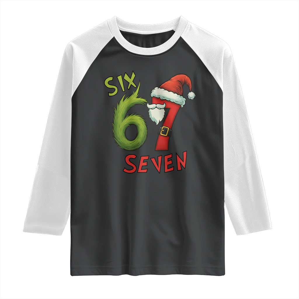 67 Six Seven Christmas Meme Raglan Shirt Funny Santa Xmas - Wonder Print Shop