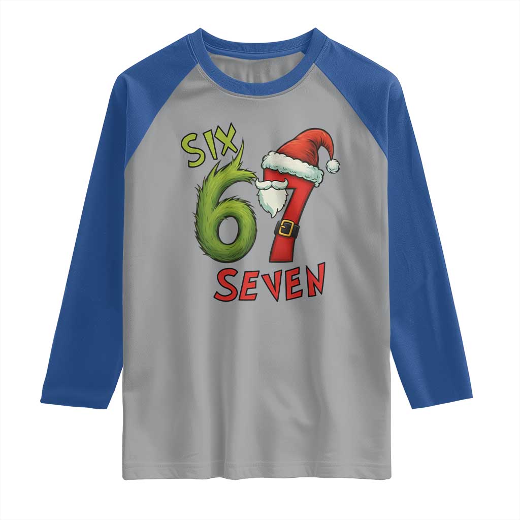 67 Six Seven Christmas Meme Raglan Shirt Funny Santa Xmas - Wonder Print Shop
