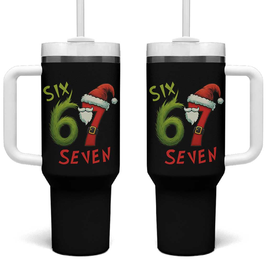 67 Six Seven Christmas Meme Tumbler With Handle Funny Santa Xmas - Wonder Print Shop