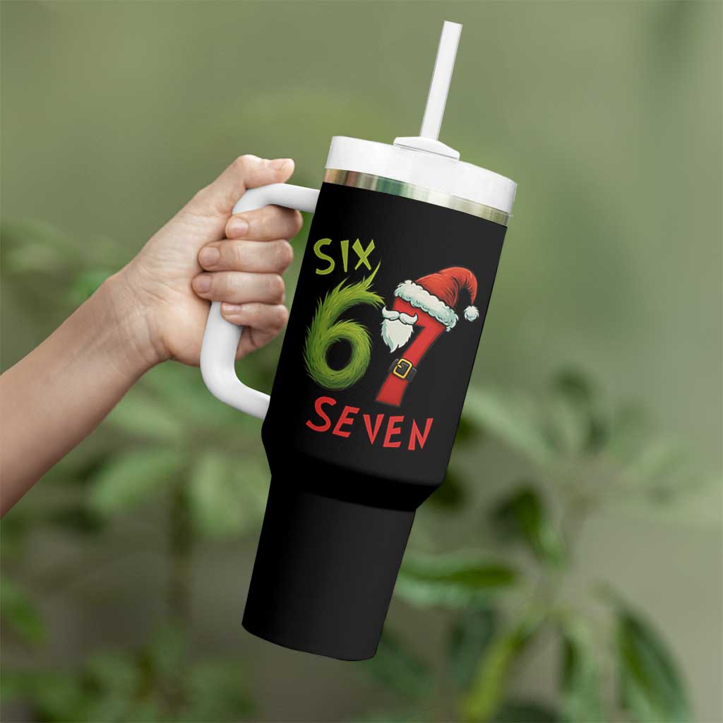 67 Six Seven Christmas Meme Tumbler With Handle Funny Santa Xmas - Wonder Print Shop