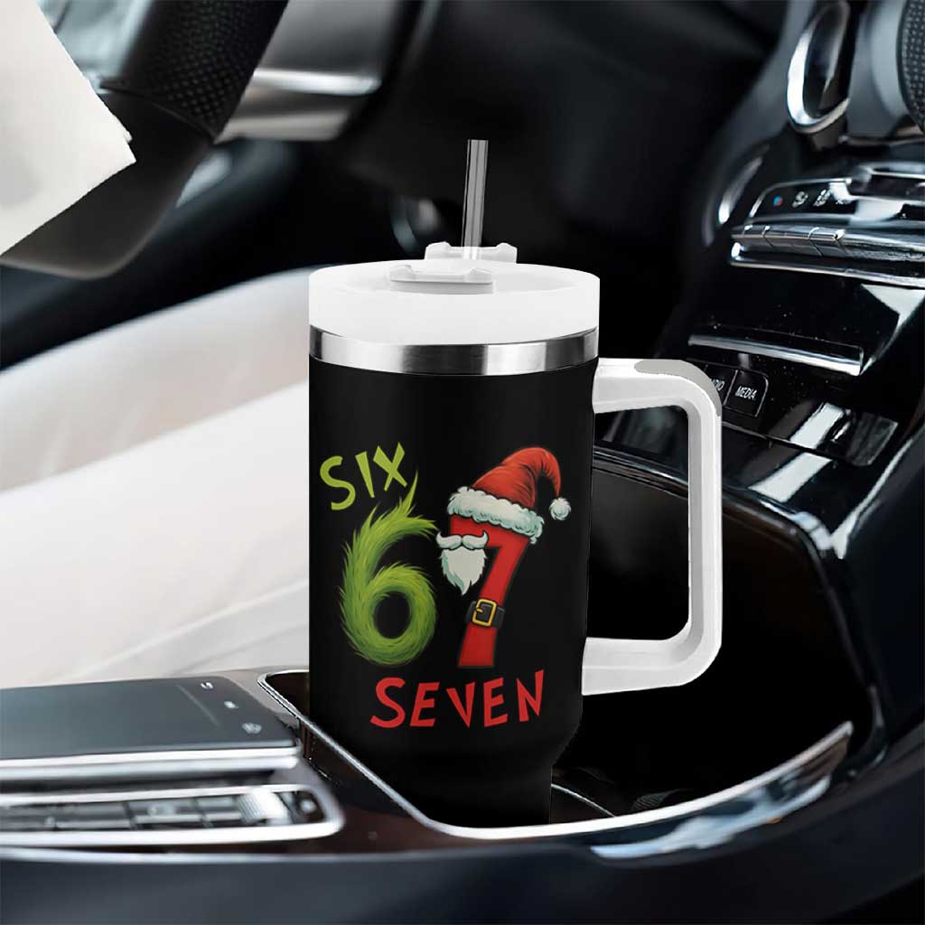 67 Six Seven Christmas Meme Tumbler With Handle Funny Santa Xmas - Wonder Print Shop
