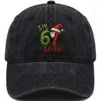 67 Six Seven Christmas Meme Washed Cotton Baseball Cap Funny Santa Xmas
