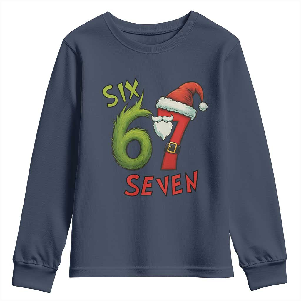 67 Six Seven Christmas Meme Youth Sweatshirt Funny Santa Xmas - Wonder Print Shop