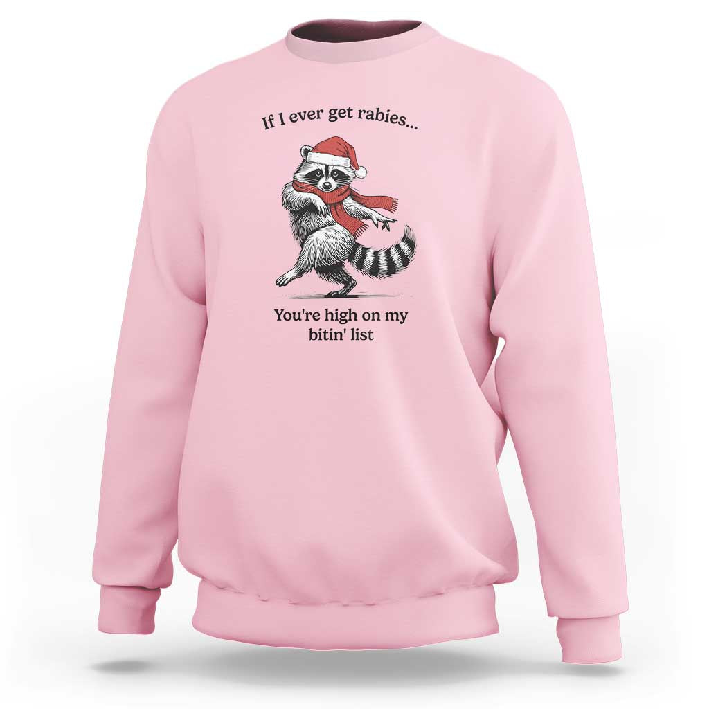Funny Racoon Christmas Sweatshirt If I Ever Get Rabies You're High On My Bitting List - Wonder Print Shop