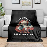 Strawberry Jams But My Gun Do Not Throw Blanket Funny Santa Gun Christmas - Wonder Print Shop