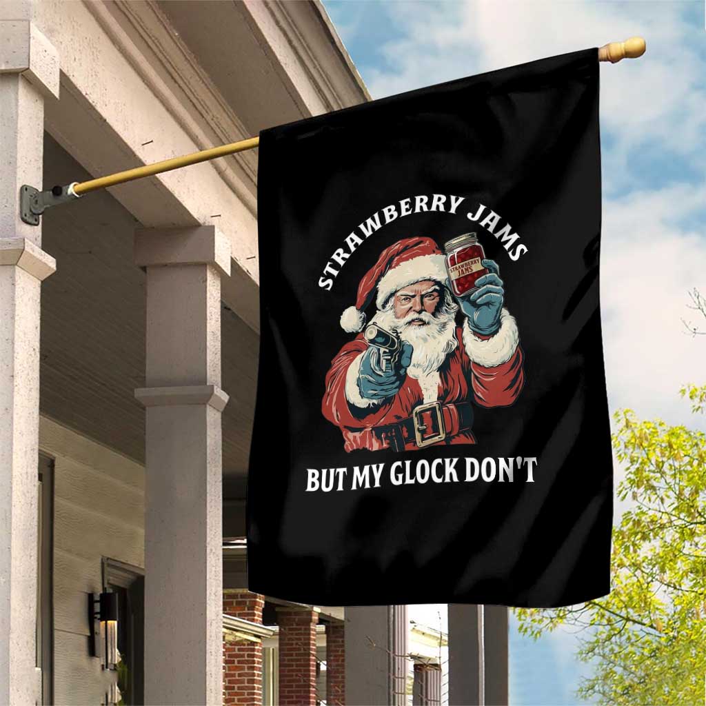 Strawberry Jams But My Gun Do Not Garden Flag Funny Santa Gun Christmas - Wonder Print Shop