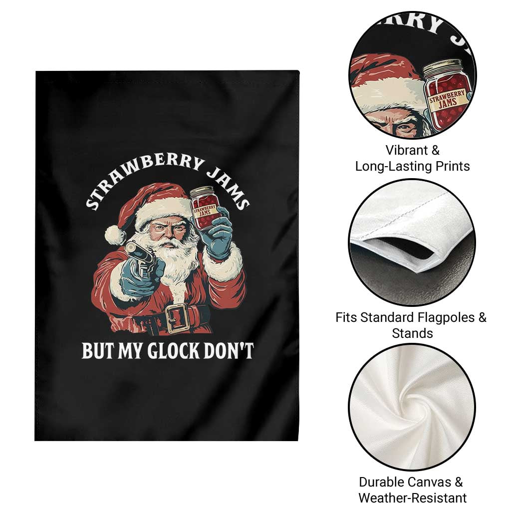 Strawberry Jams But My Gun Do Not Garden Flag Funny Santa Gun Christmas - Wonder Print Shop