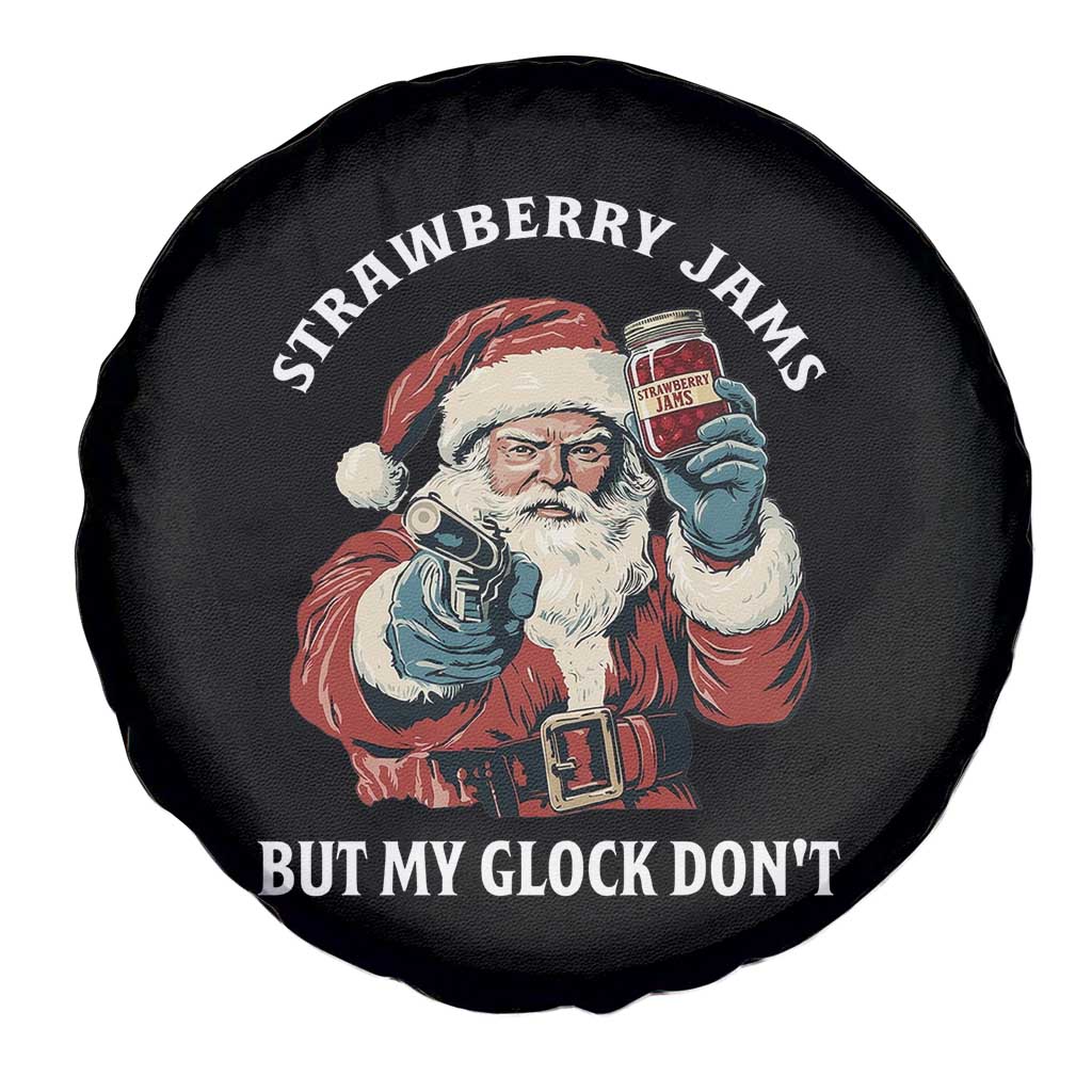 Strawberry Jams But My Gun Do Not Spare Tire Cover Funny Santa Gun Christmas - Wonder Print Shop