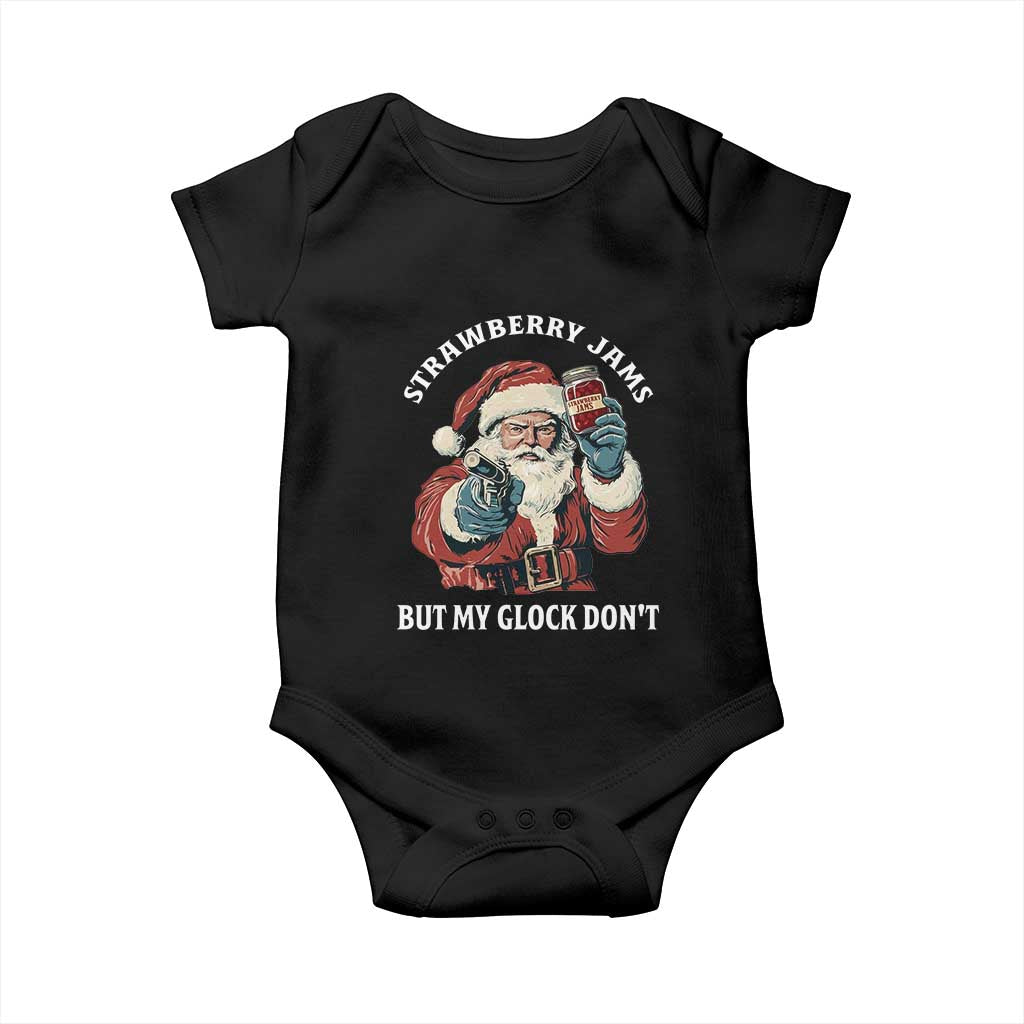 Strawberry Jams But My Gun Do Not Baby Onesie Funny Santa Gun Christmas - Wonder Print Shop
