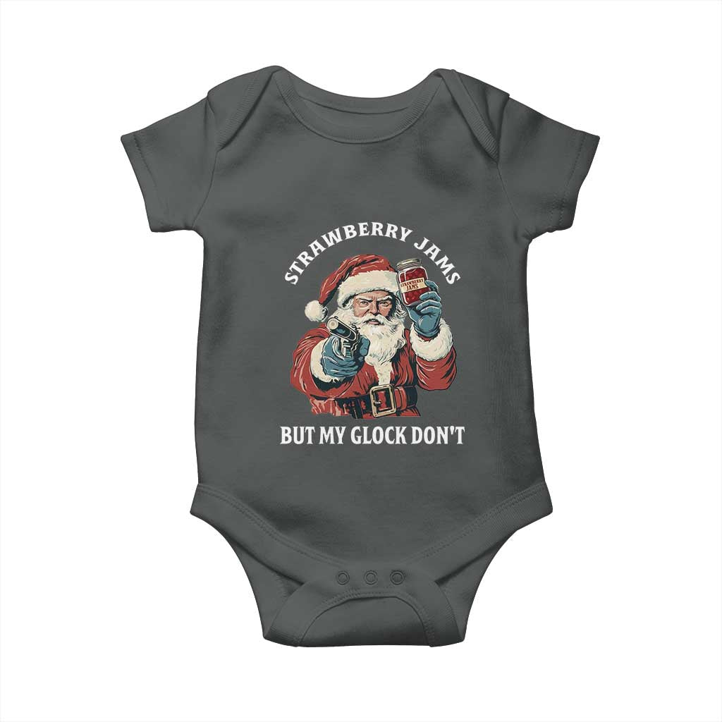 Strawberry Jams But My Gun Do Not Baby Onesie Funny Santa Gun Christmas - Wonder Print Shop