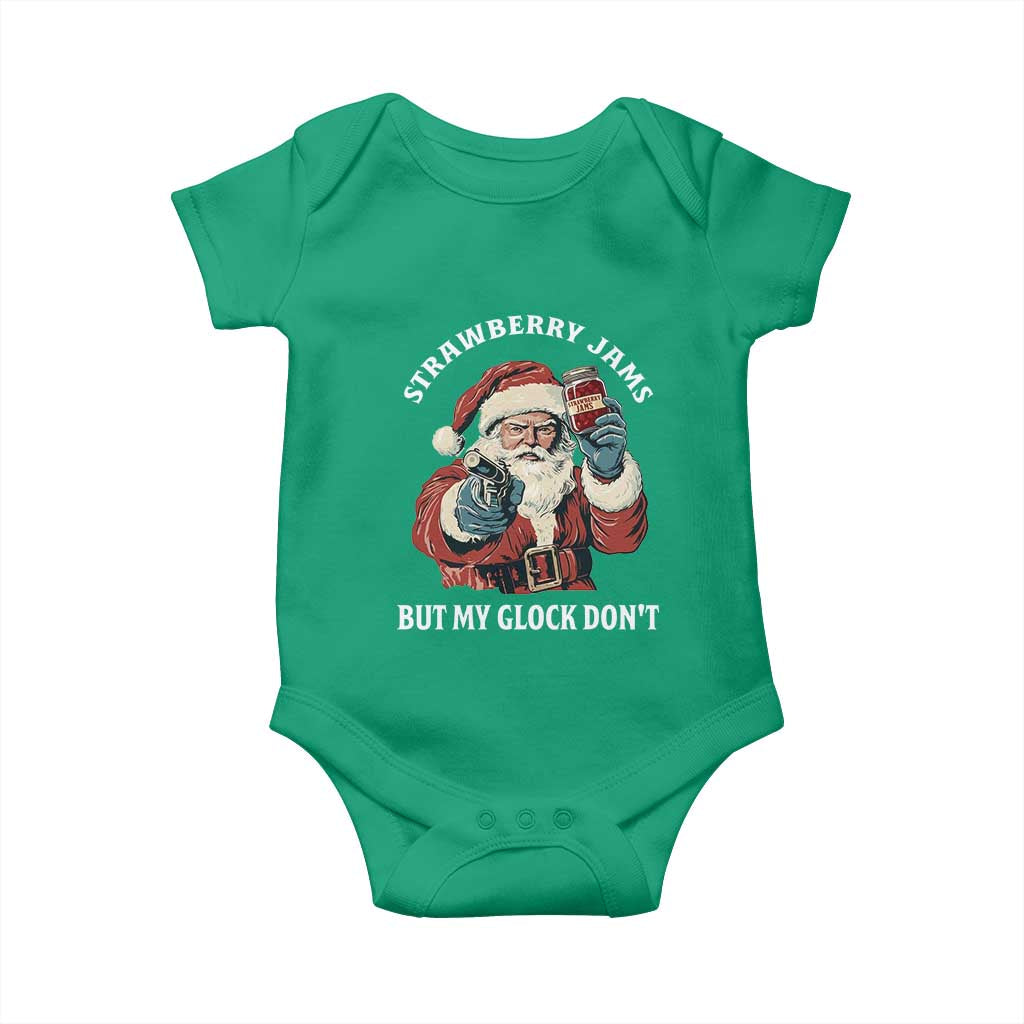 Strawberry Jams But My Gun Do Not Baby Onesie Funny Santa Gun Christmas - Wonder Print Shop