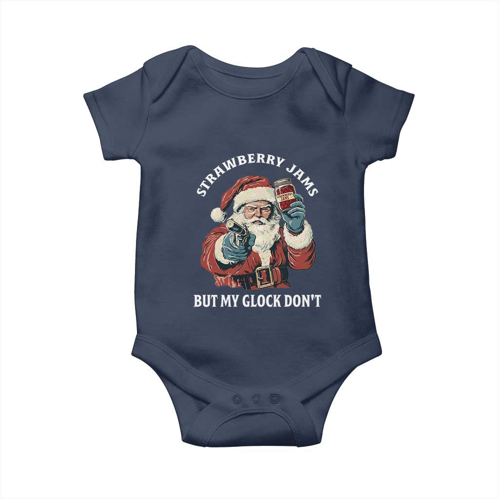 Strawberry Jams But My Gun Do Not Baby Onesie Funny Santa Gun Christmas - Wonder Print Shop