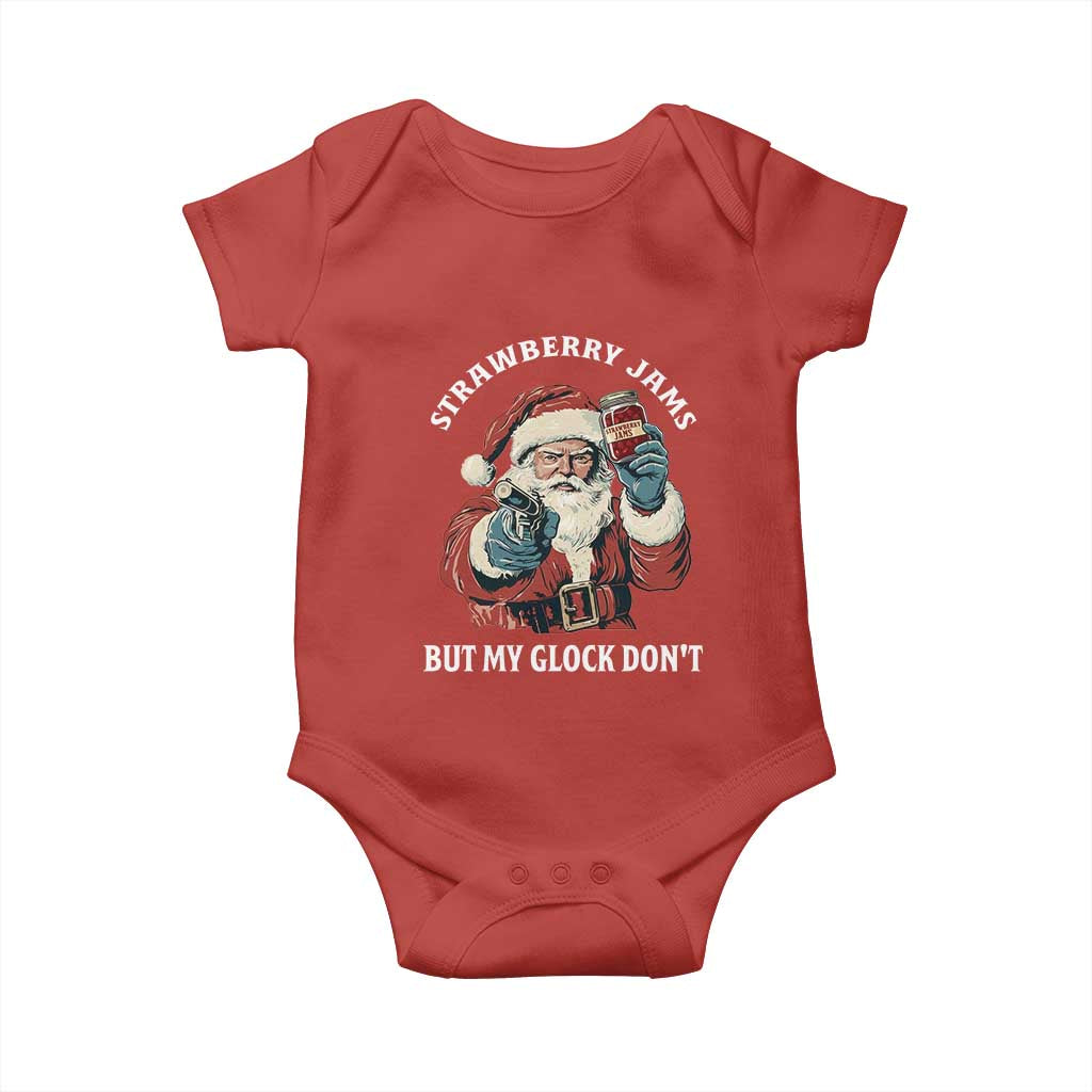 Strawberry Jams But My Gun Do Not Baby Onesie Funny Santa Gun Christmas - Wonder Print Shop