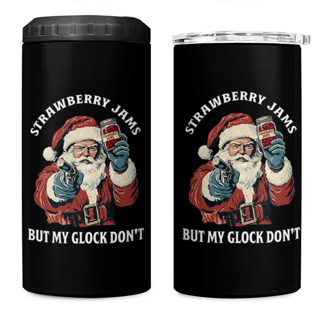 Strawberry Jams But My Gun Do Not 4 in 1 Can Cooler Tumbler Funny Santa Gun Christmas - Wonder Print Shop