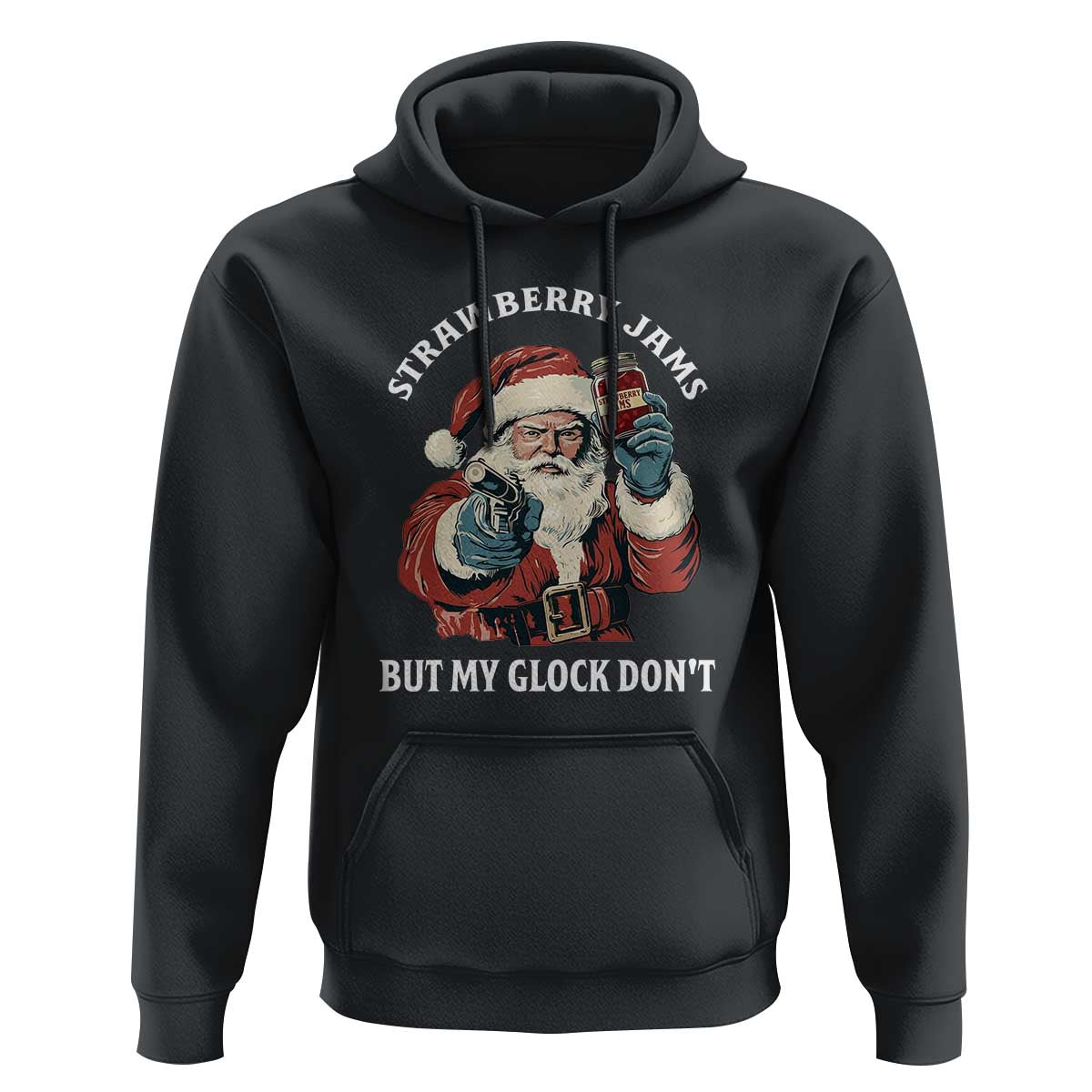 Strawberry Jams But My Gun Do Not Hoodie Funny Santa Gun Christmas - Wonder Print Shop